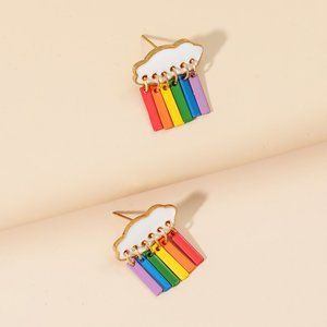 PRIDE MONTH Korean Cute Cloud Raindrop Earrings Rainbow LGBTQ